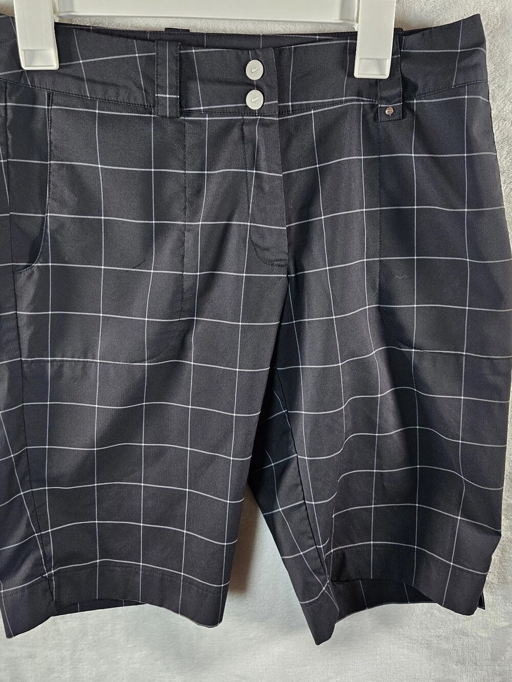 Nike Golf Shorts Windowpane Plaid Dark Gray Women's Size Medium